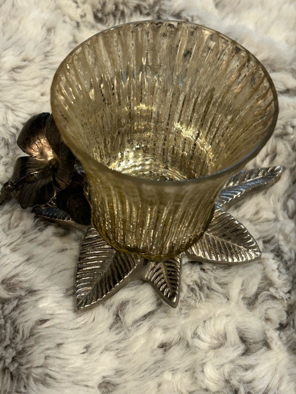 Pottery Barn Champagne Flower Mercury Cup Tealight Holder - Picture 9 of 11